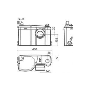 Broyeur pour toute la salle de bain adaptable WC et lavabo 2 entrées - WATERMATIC W12Pro