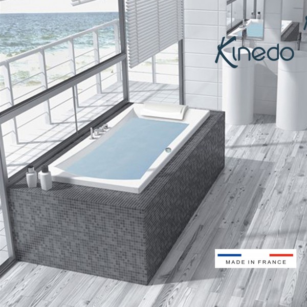 Baignoire balnéo d'angle L.140x l.140 cm, KINEDO Relax plus