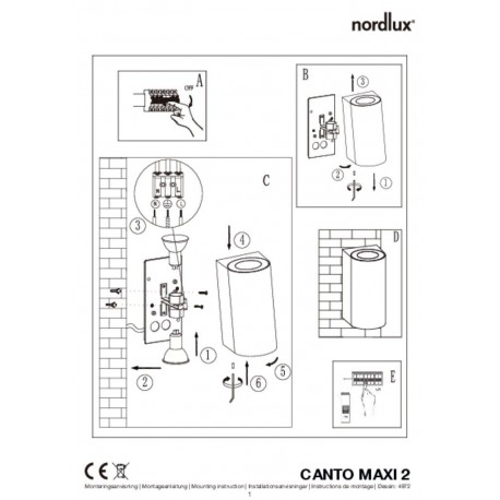 Applique murale CANTO MAXI 2 Laiton GU10  - Nordlux 49721035
