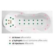 Baignoire balnéo SAMBA 170x70 cm tête à gauche SENSATION AIR POOL - KINEDO BSLI170BGSAP1