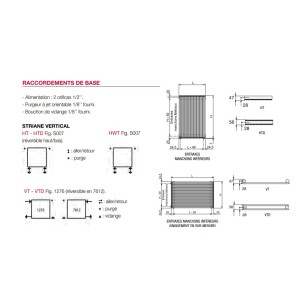 Radiateur chauffage central ACOVA STRIANE Vertical simple 1199W - HT-180-049