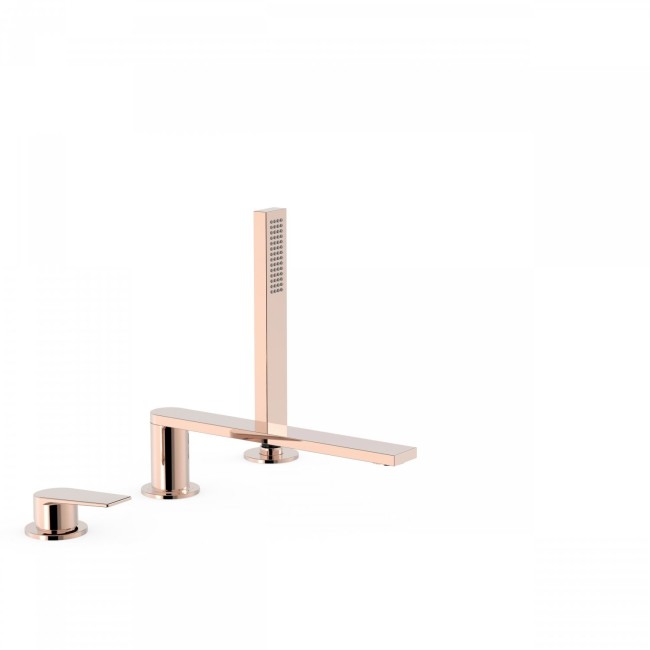 Mitigeur bain d’étagère  avec douchette anticalcaire OR ROSE - TRES 21116103OP 