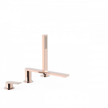 Mitigeur bain d’étagère  avec douchette anticalcaire OR ROSE - TRES 21116103OP 