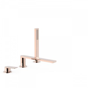 Mitigeur bain d’étagère  avec douchette anticalcaire OR ROSE - TRES 21116103OP 