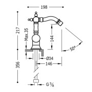 Mitigeur bidet or 24K Tres Clasic Exclusive  - TRES 24222001OR
