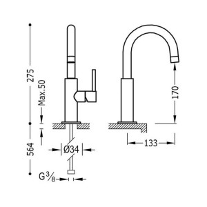 Mitigeur de lavabo Acier Study Exclusive  - TRES 26290403AC