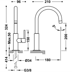 Mitigeur de lavabo Ambre Study Exclusive - TRES 26290402TAM
