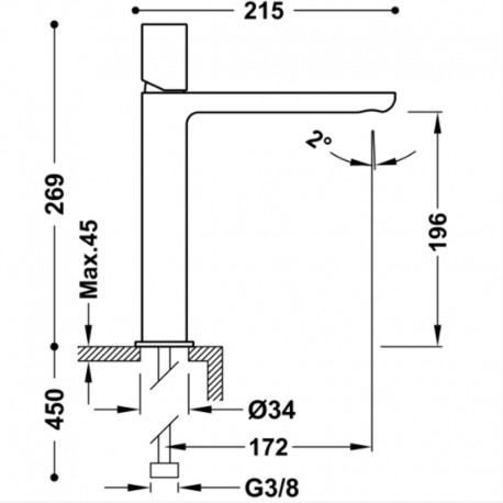Mitigeur lavabo Noir mat LOFT TRES - TRES 20020304NM