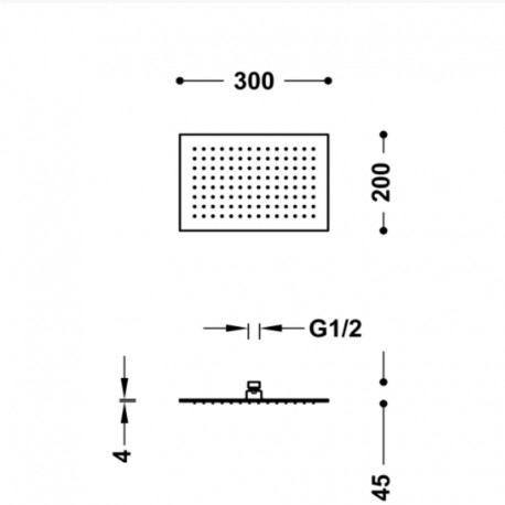 Douche acier inoxydable de tête anticalcaire diamètre 300x200 mm BLACKMAT - TRES 134315007NM