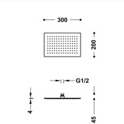 Douche acier inoxydable de tête anticalcaire diamètre 300x200 mm BLACKMAT - TRES 134315007NM
