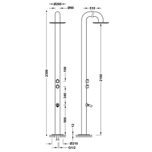 Douche pour la piscine acier inoxydable 316 - TRES 13499504 13499504TRES