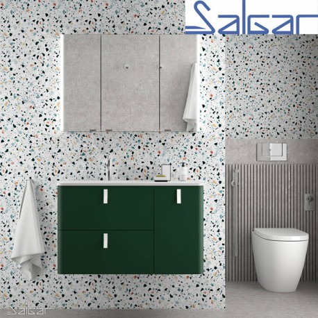 Meuble de salle de bain suspendu UNIIQ 1200 ROYAL GREEN droite 1 porte et 2 tiroirs - 83098 SALGAR 