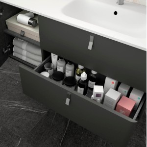 Meuble de salle de bain UNIIQ 1200 gauche ANTHRACITE MAT 1194 x 540 x 450 mm - SALGAR 24669