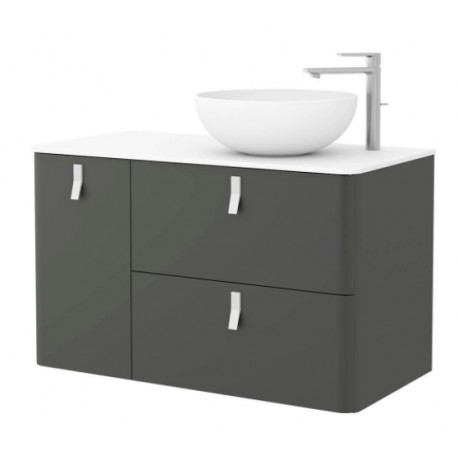 Meuble de salle de bain UNIIQ 900 gauche ANTHRACITE MAT 897 x 540 x 450 mm - SALGAR 24647