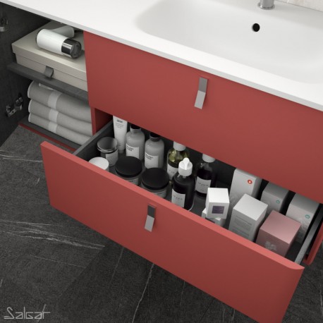 Meuble de salle de bains 900 Gauche Rojo UNIIQ  - SALGAR 24660