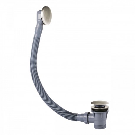 Vidage baignoire avec trop‑plein et valve automatique Ø 72 mm CLICK‑CLACK Acier  - TRES 03453420AC 
