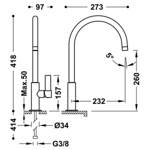Mitigeur lavabo Acier - TRES 21190601AC