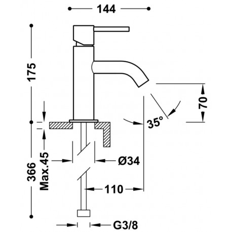 Lavabo mitigeur Ambre STUDY - TRES 26290301TAM