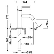 Lavabo mitigeur Ambre STUDY - TRES 26290301TAM