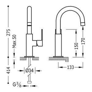 Mitigeur lavabo Or 24K - TRES 20020504OR
