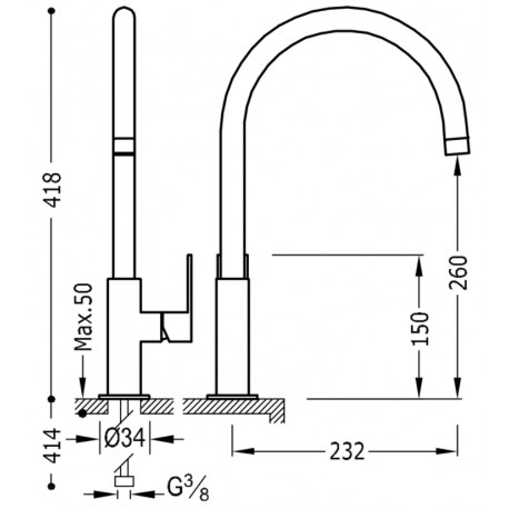 Mitigeur lavabo Or 24K - TRES 20020506OR