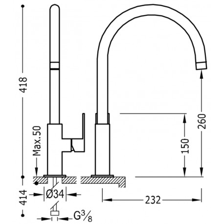 Mitigeur lavabo Or Mat 24K - TRES 20020506OM