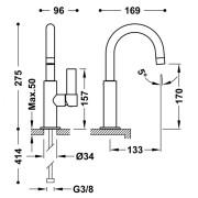 Mitigeur lavabo Acier - TRES 21190401AC