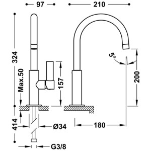Mitigeur lavabo Or 24K - TRES 21190501OR