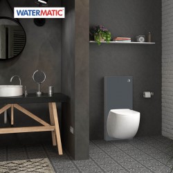 Cuvette suspendue avec broyeur intégré, châssis et habillage Gris Anthracite - WATERMATIC W40SP Silence BOX