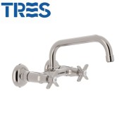 Mélangeur cuisine mélangeur évier mural ACIER distance depuis mur 237 mm  - TRES 24221501AC