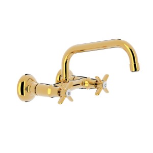 Mélangeur cuisine mélangeur évier mural Or 24K distance depuis mur 237 mm  - TRES 24221501OR