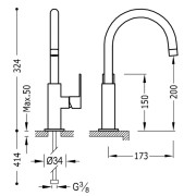 Mitigeur lavabo Noir Chrome - TRES 20020505NE