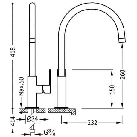Mitigeur lavabo Noir Chrome - TRES 20020506NE