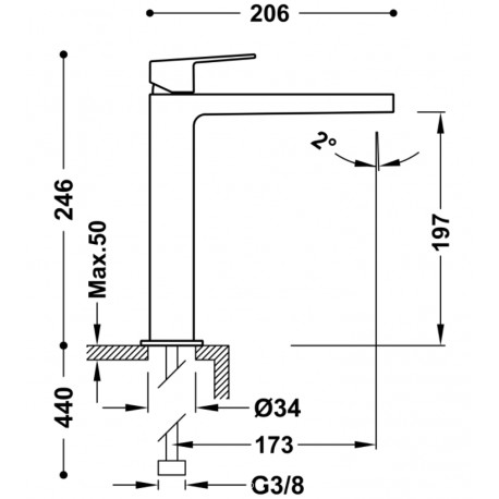 Mitigeur lavabo Blanc Mat - TRES 21120301BM