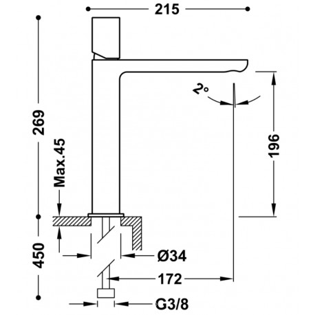 Mitigeur lavabo Or Mat 24K - TRES 20020304OM