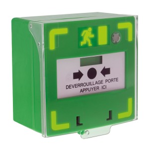Bouton vert déclencheur, déverrouillage des issues contrôlées, sonore, lumineux - AIPHONE BDVL 