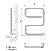 Radiateur sèche-serviettes électrique 55W vertical Chromé ATHENA E - FINIMETAL 3761551