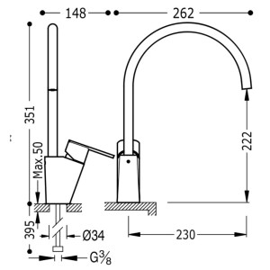 Mitigeur cuisine évier Chrome  - TRES 181341