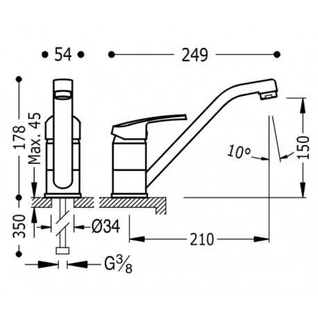 Mitigeur cuisine évier chrome - TRES 17033302