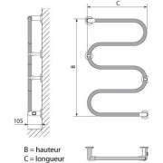Radiateur sèche-serviettes électrique 50W vertical Chromé ATHENA S - FINIMETAL 3771501