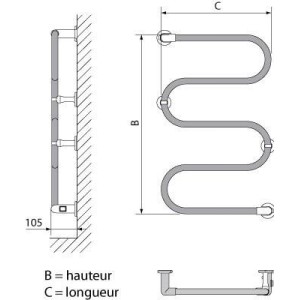 Radiateur sèche-serviettes électrique 50W vertical Chromé ATHENA S - FINIMETAL 3771501