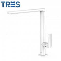 Mitigeur lavabo blanc chrome bec 35x15 mm - TRES 20020503BL