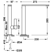 Mitigeur lavabo Blanc Mat bec 34x10 mm.  - TRES 21140501BM