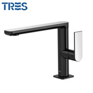 Mitigeur lavabo noir chrome bec 35x15 mm.  - TRES 20020501NE