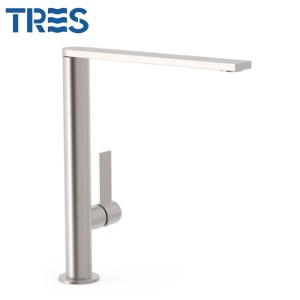 Mitigeur lavabo acier bec 34x10 mm.  - TRES 21140501AC