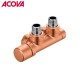 Kit Q CUIVRE robinetterie thermostatisable en H coude tête à gauche monotube / bitube - ACOVA 839290
