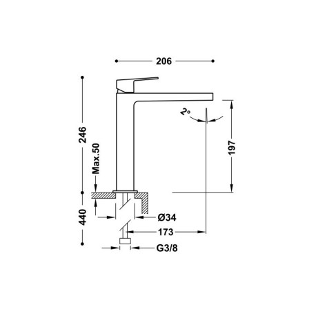 Mitigeur lavabo Acier - TRES 21120301AC
