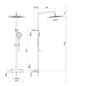 Colonne de douche thermostatique complète Foil Or Brossé - CRISTINA ONDYNA FL48696P