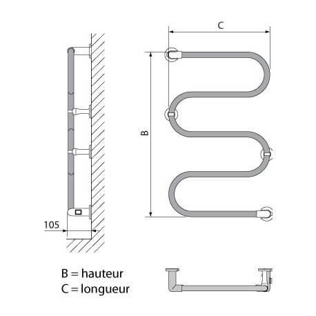 Radiateur sèche-serviettes électrique 65W vertical Blanc ATHENA S - FINIMETAL 3772651