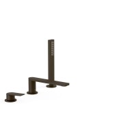 Mitigeur bain d’étagère  avec douchette anticalcaire Noir métallisé brossé - TRES 21116101KMB 